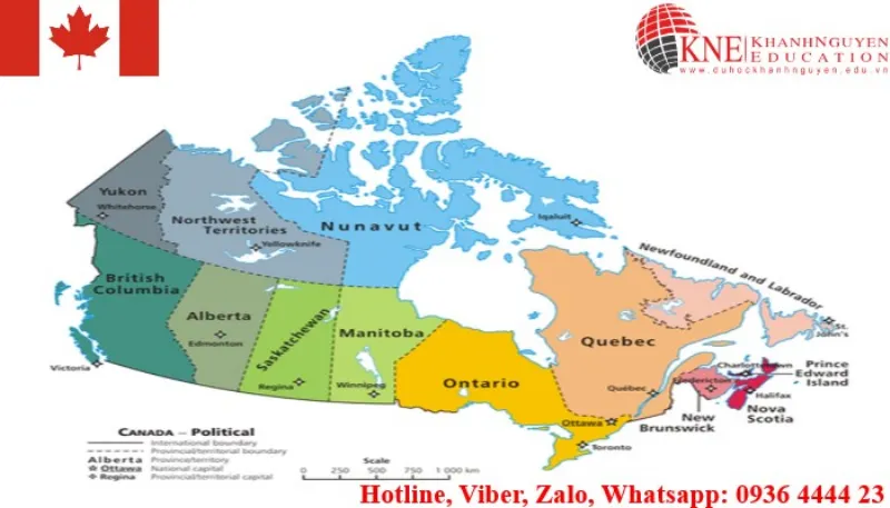Bản đồ các tỉnh bang của Canada