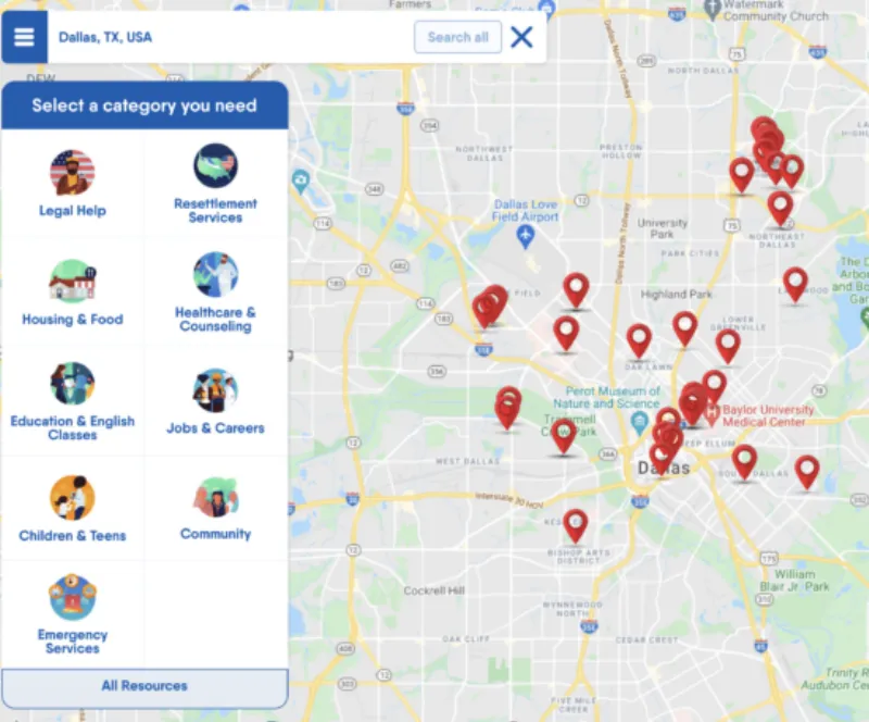 FindHello app Houston search map