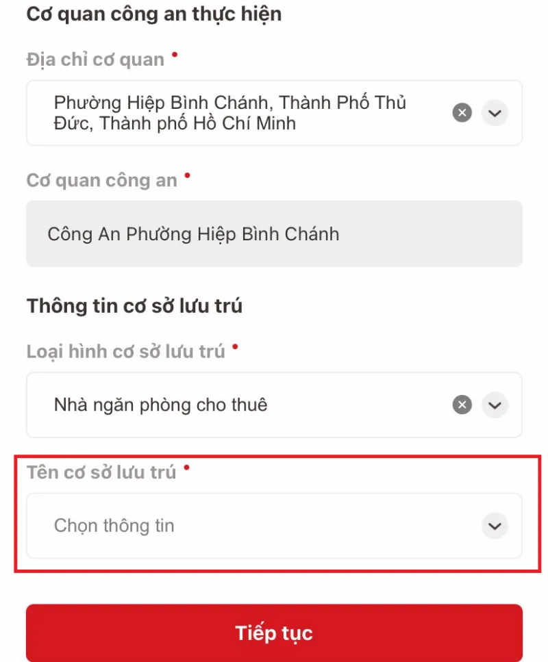Lựa chọn cơ quan công an tiếp nhận