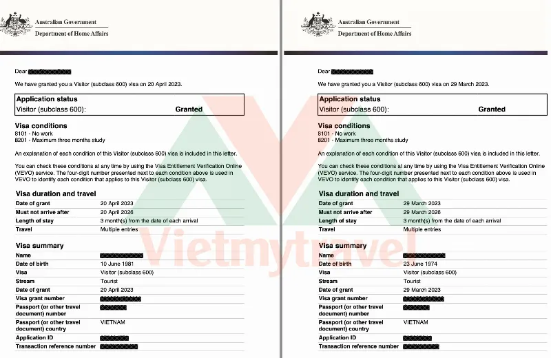 Một số visa du lịch Úc 600 mới cập bến nhà Vietmytravel