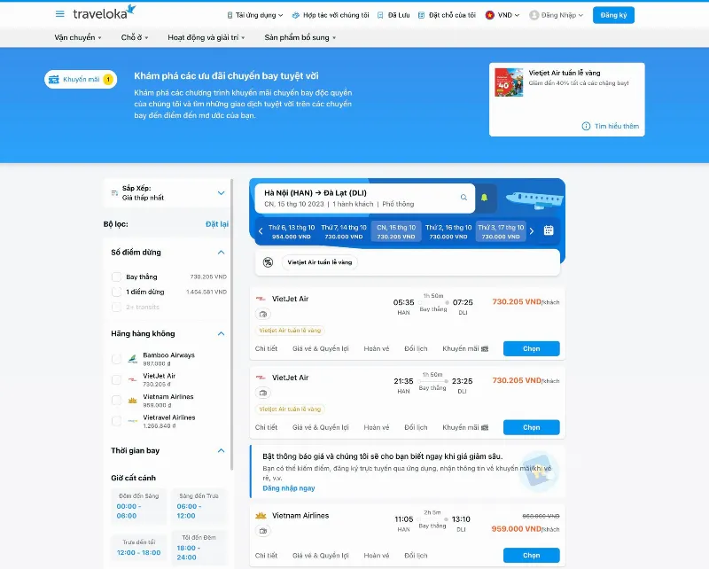vé máy bay hà nội đà lạt tết