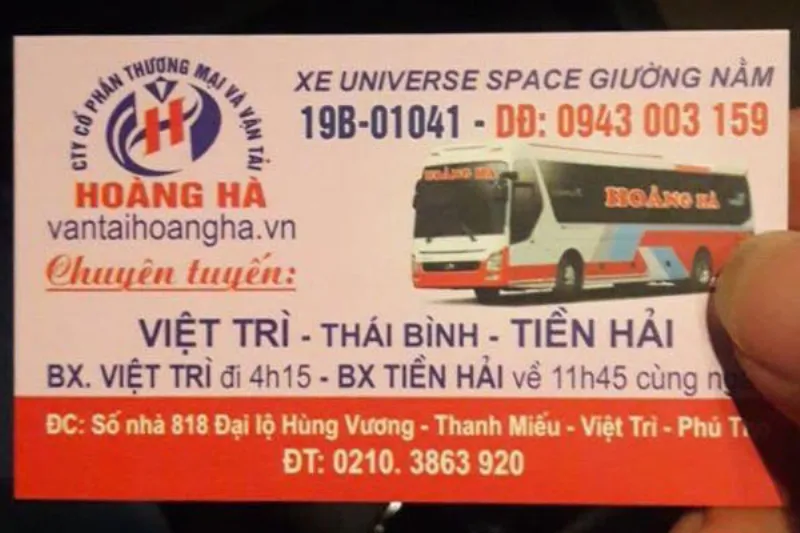 Xe khách Hoàng Hà: Việt Trì - Thái Bình