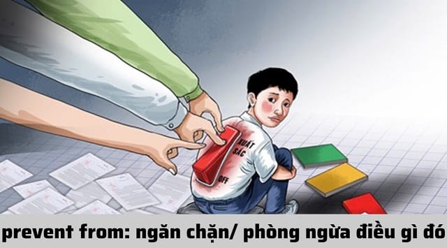 Mô tả việc thầy giáo ngăn học sinh gian lận thì dùng "prevent from"