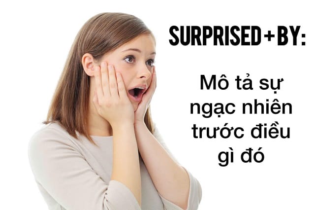 "Surprised by" mô tả sự bất ngờ trước điều gì đó "Surprised by" mô tả sự bất ngờ trước điều gì đó