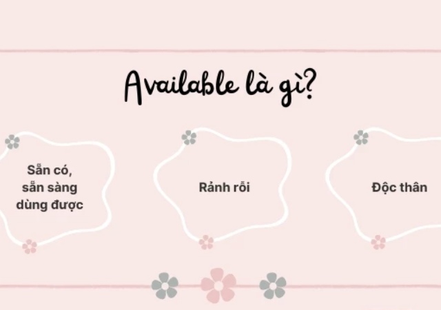 Available có thể được định nghĩa chung là có sẵn, có thể sử dụng
