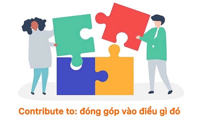 “Contribute to” mô tả rõ việc ai đó đóng góp vào điều gì đó