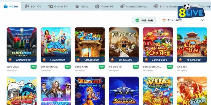 Kho game đa dạng tại nhà cái 8 live