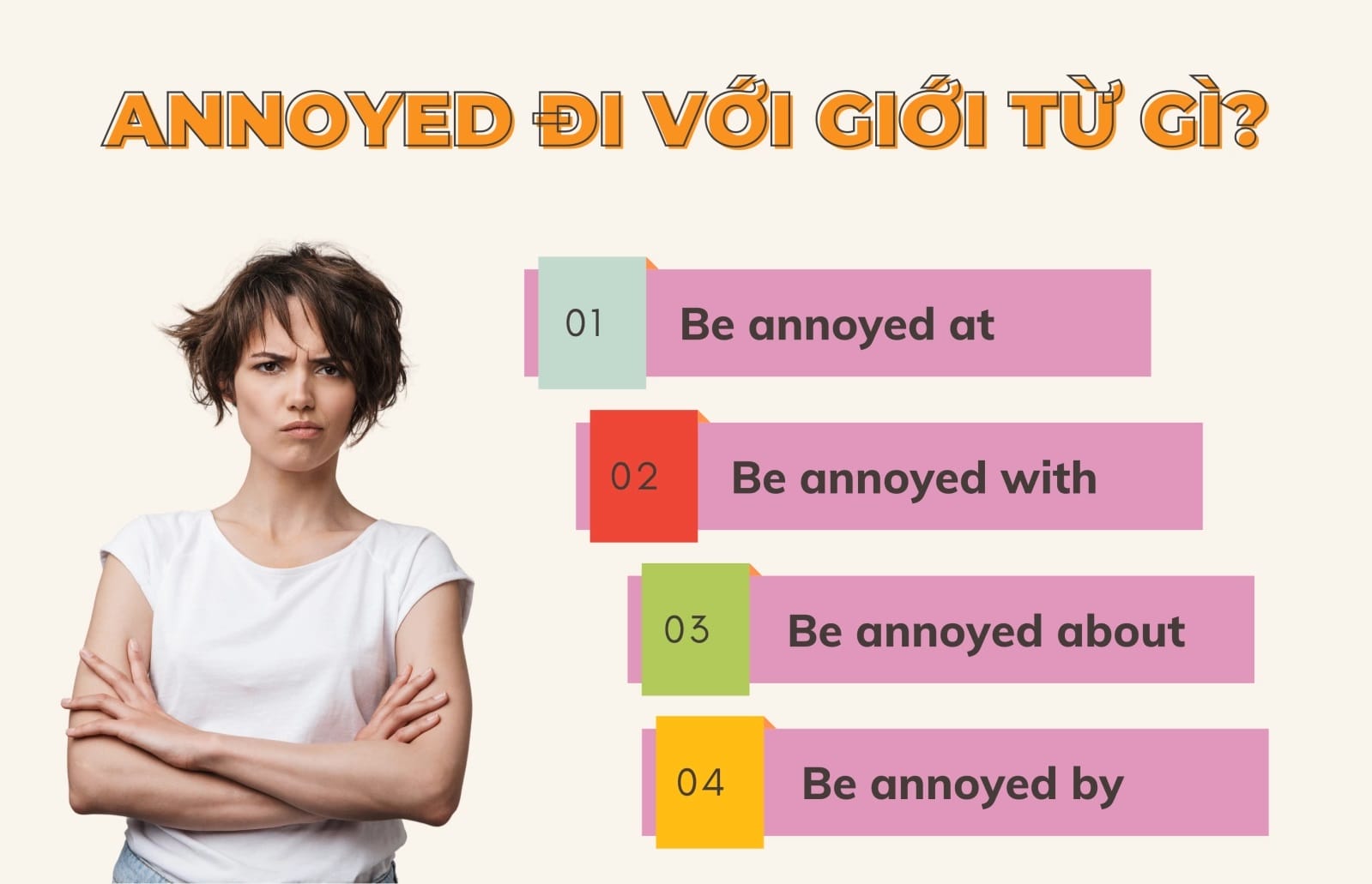 Annoyed đi với giới từ gì? Annoyed đi với giới từ gì?