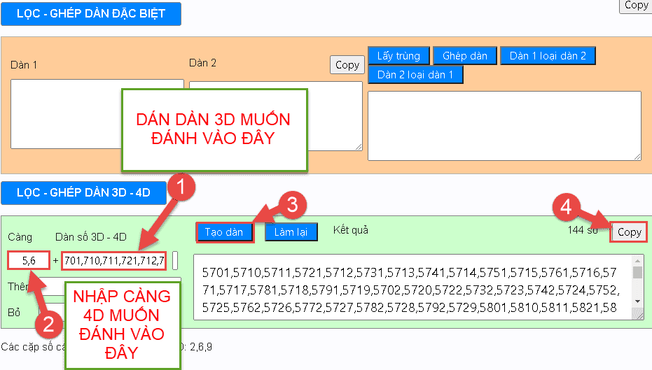 Tạo dàn đề 2D chuẩn số đẹp Tạo dàn đề 2D chuẩn số đẹp