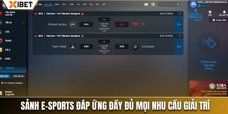 Sảnh E-sports đáp ứng đầy đủ mọi nhu cầu giải trí của khách hàng