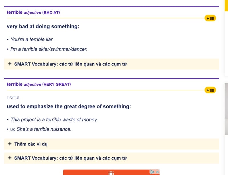 Luyện tập các bài tập mở rộng thường xuyên để biết cách sử dụng terrible + giới từ Luyện tập các bài tập mở rộng thường xuyên để biết cách sử dụng terrible + giới từ