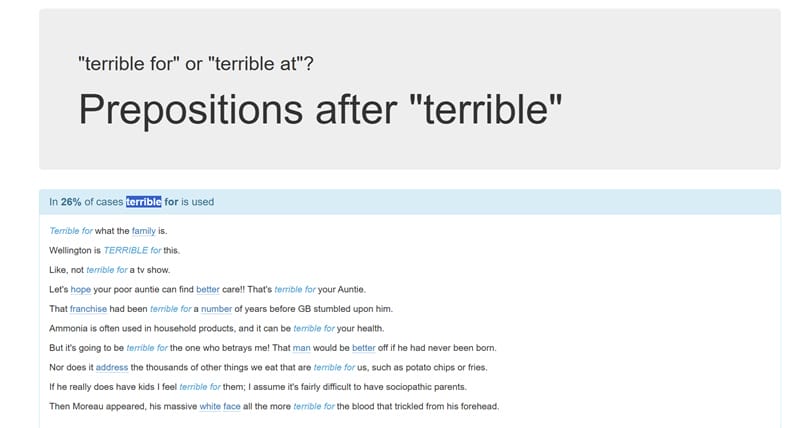 Terrible và giới từ nói về sự tương tác hoặc khả năng làm việc với một đối tượng cụ thể. Terrible và giới từ nói về sự tương tác hoặc khả năng làm việc với một đối tượng cụ thể.