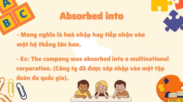 “Absorbed into” mang nghĩa là tiếp nhận/ hòa nhập vào vật thể lớn hơn